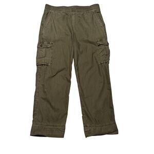 James Perse Seersucker Stripe Cargo Pants Womens 3/Large Granola Army READ